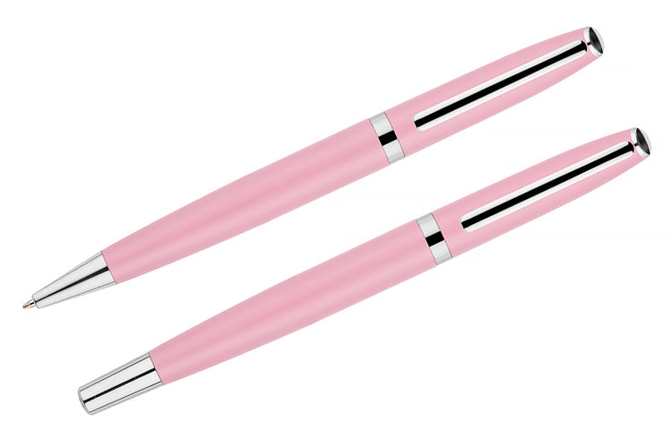 Promotivni set za pisanje Elegance, ružičaste boje, s tiskom loga | Poslovni pokloni