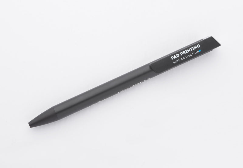 Reklamna metalna kemijska olovka s detaljem u boji, srebrne boje, s tiskom loga na klipsu | Poslovni pokloni