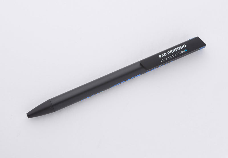 Reklamna metalna kemijska olovka s detaljem u boji, plave boje, s tiskom loga na klipsu | Poslovni pokloni