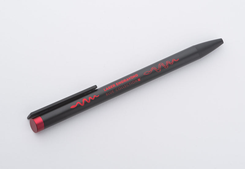 Reklamna metalna kemijska olovka s detaljem u boji, crvene boje, s laserskom gravurom loga | Poslovni pokloni
