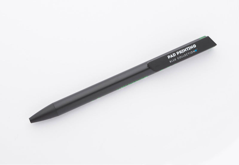 Reklamna metalna kemijska olovka s detaljem u boji, zelene boje, s tiskom loga na klipsu | Poslovni pokloni