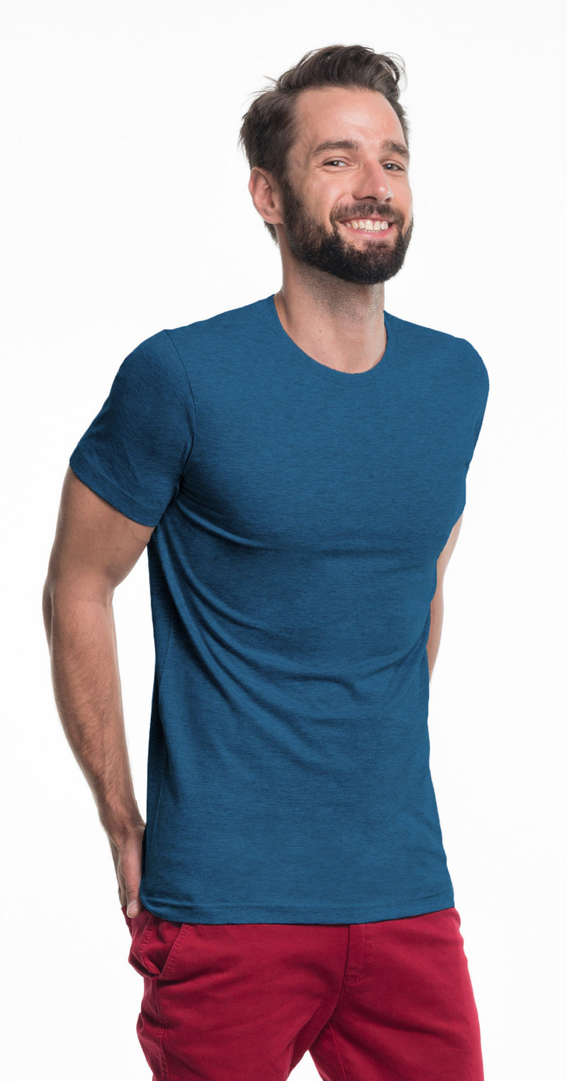 Poslovni pokloni | Promo pokloni | Promotivna muška t-shirt majica Heavy slim, 170gsm, za tisak logotipa, plave melange boje