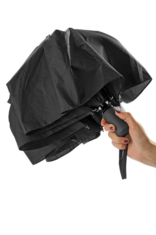 Promidžbeni automatski sklopivi kišobran, crne boje | Poslovni pokloni