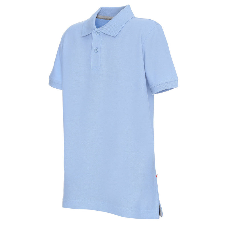 Poslovni pokloni | Promo pokloni | Promotivna dječja polo majica Polo kid, 180g/m2, s tiskom ili strojnim vezom / štikom logotipa, nebesko plave boje