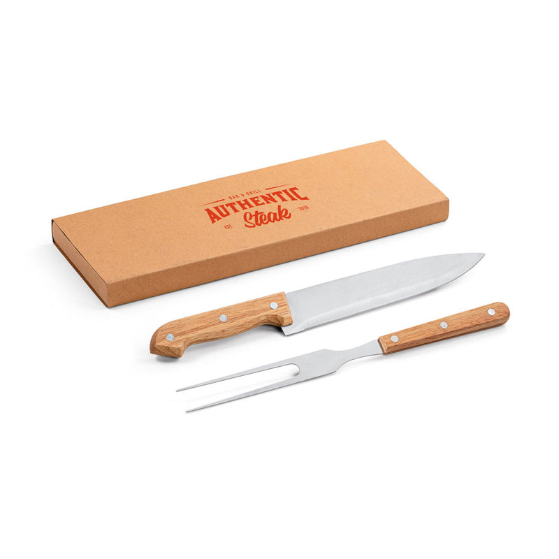 Promotivni eko set za roštilj od bambusa, s tiskom loga | Poslovni pokloni