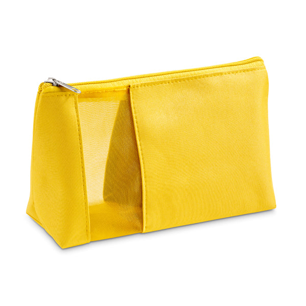 Promotivna kozmetička torbica od mikrofibre s mrežastim prozorom, žute boje | Poslovni pokloni