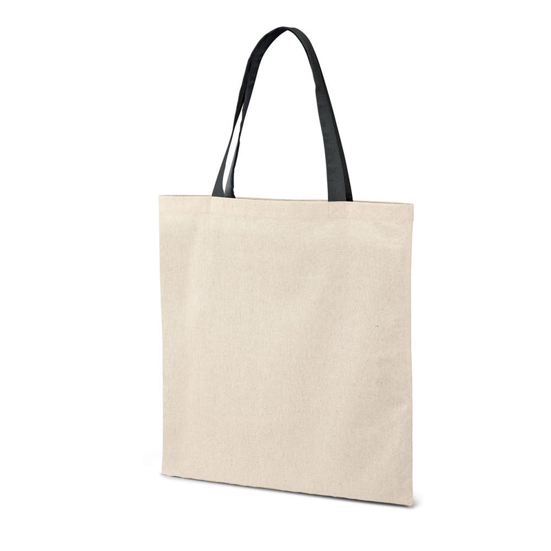 Promotivna eko pamučna shopping vrećica s obojanim ručkama, crne boje | Poslovni pokloni