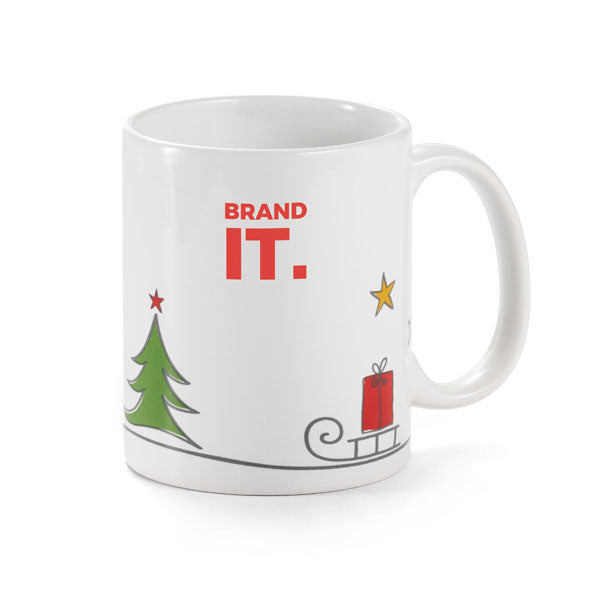 Promotivna keramička šalica s Božićnim motivima za tisak logotipa | Poslovni pokloni