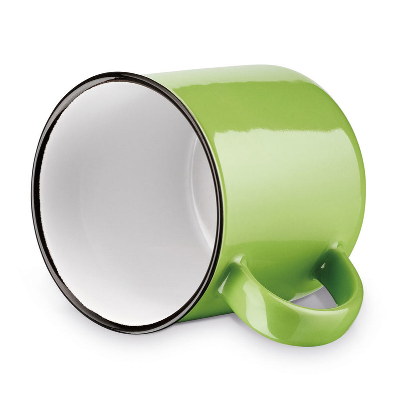 Reklamna keramička šalica u obliku lončića, 360ml, zelene boje | Poslovni pokloni