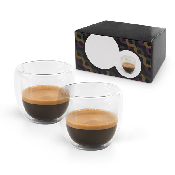 Promotivni set od dvije staklene šalice za espresso, 90ml | Poslovni pokloni