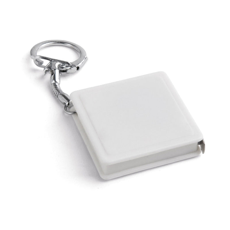 Promotivni metar sa privjeskom za ključeve, 1m, bijele boje | Poslovni pokloni