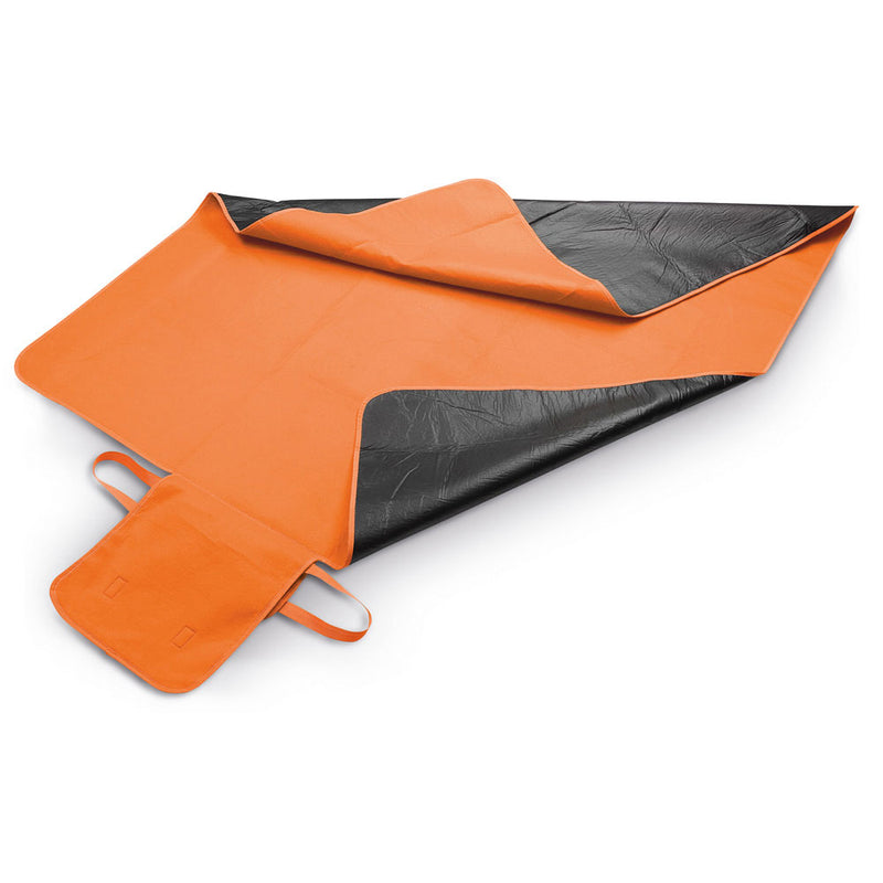 Promotivna putna flis deka s vodonepropusnim dnom, narančaste boje, za tisak loga | Poslovni pokloni