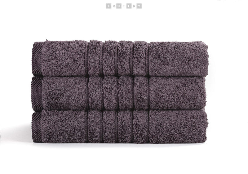 Promotivni luksuzni ručnik Brilliant 600g/m2, grafitne boje, za strojni končani vez ili štik loga