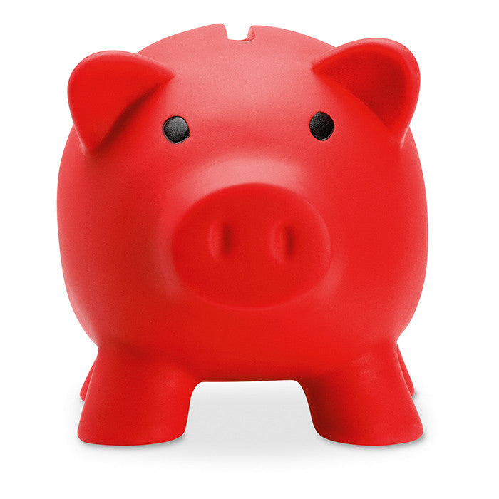 Reklamna kasica prasica Softco crvene boje