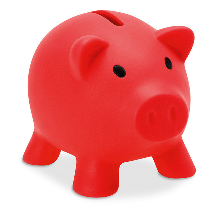 Reklamna kasica prasica Softco crvene boje