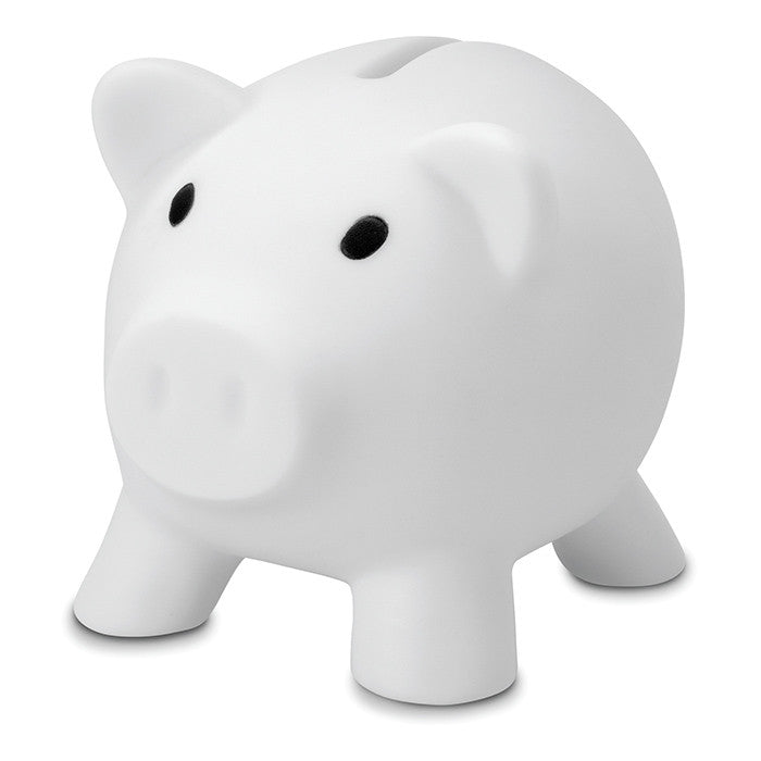 Reklamna kasica prasica Softco bijele boje