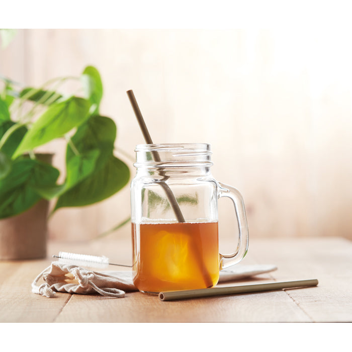 Promotivne slamke od bambusa za višekratnu upotrebu, 2 komada, bež boje