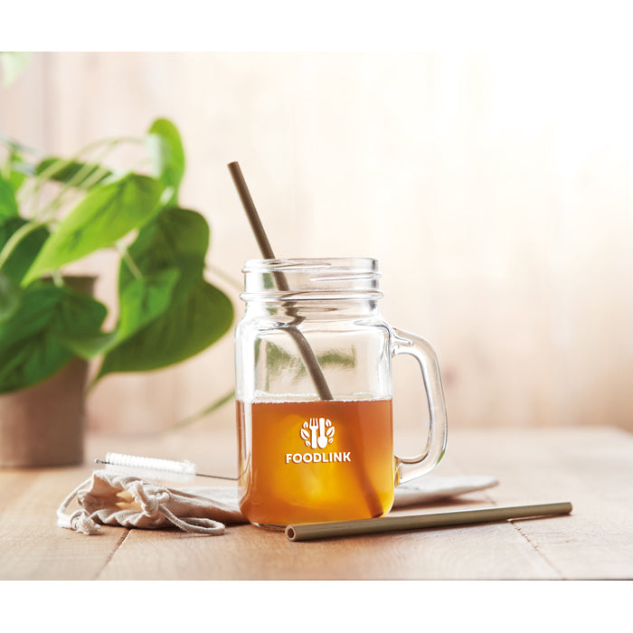 Reklamne slamke od bambusa za višekratnu upotrebu, 2 komada, s tiskom loga