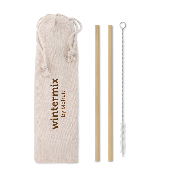 Reklamne slamke od bambusa za višekratnu upotrebu, 2 komada