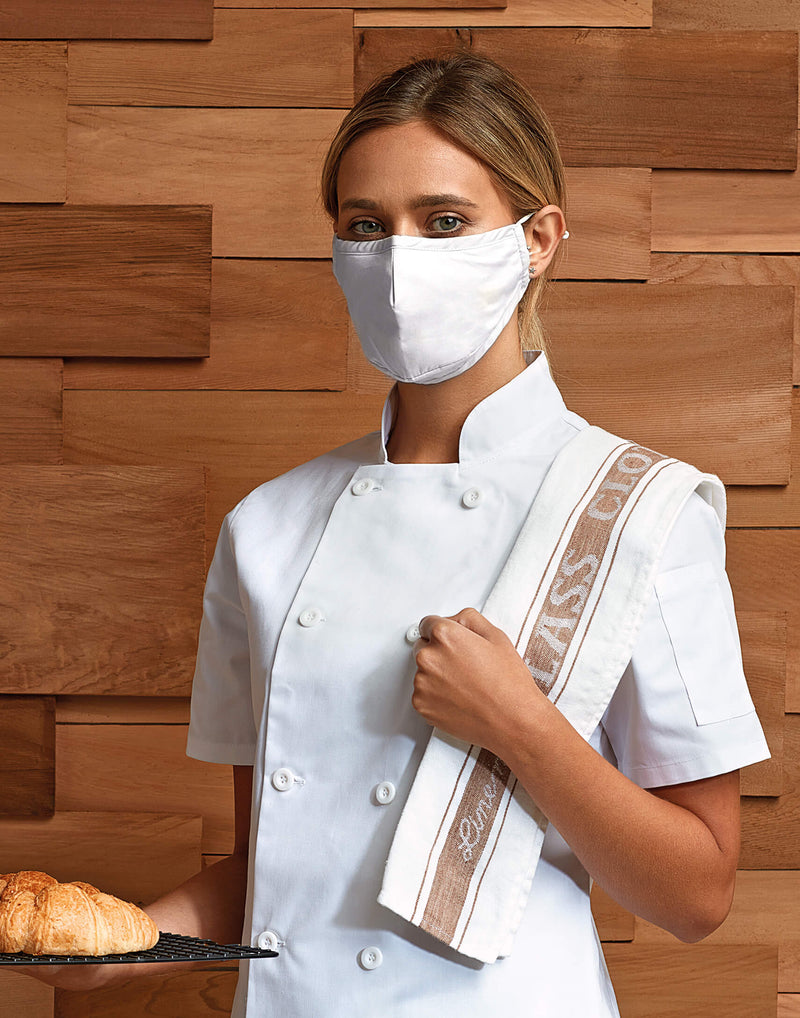 Promotivna pamučna troslojna maska za tisak loga s podesivim vezicama, bijele boje, za tisak loga