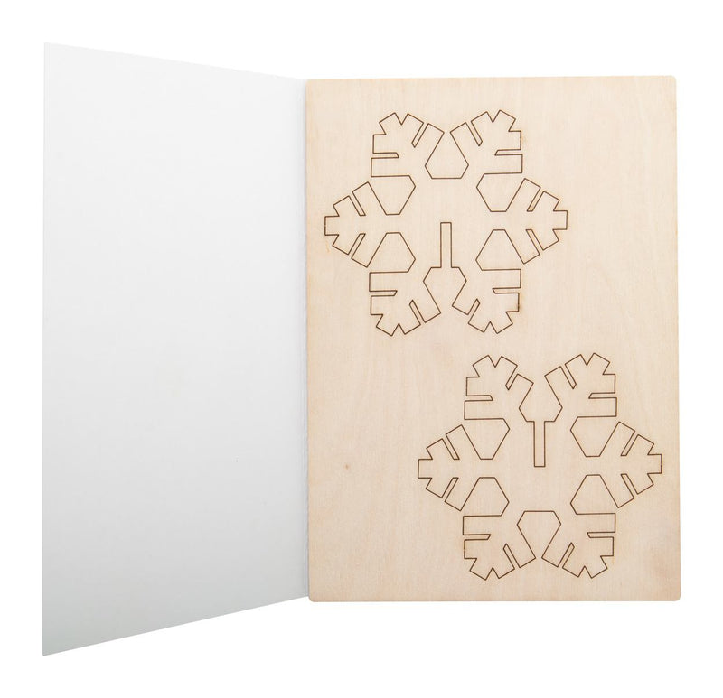 Reklamna božićna čestitka s dizajnom po želji i složivom drvenom snježnom pahuljicom | Poslovni pokloni