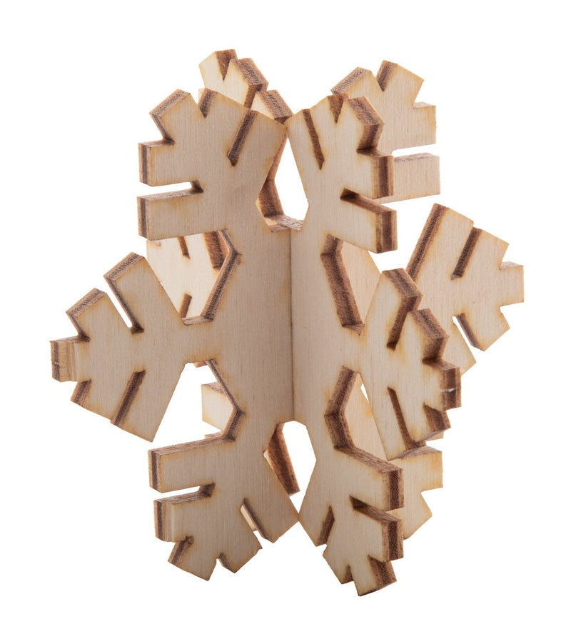 Promotivna božićna čestitka s dizajnom po želji i složivom drvenom snježnom pahuljicom, za tisak loga | Poslovni pokloni