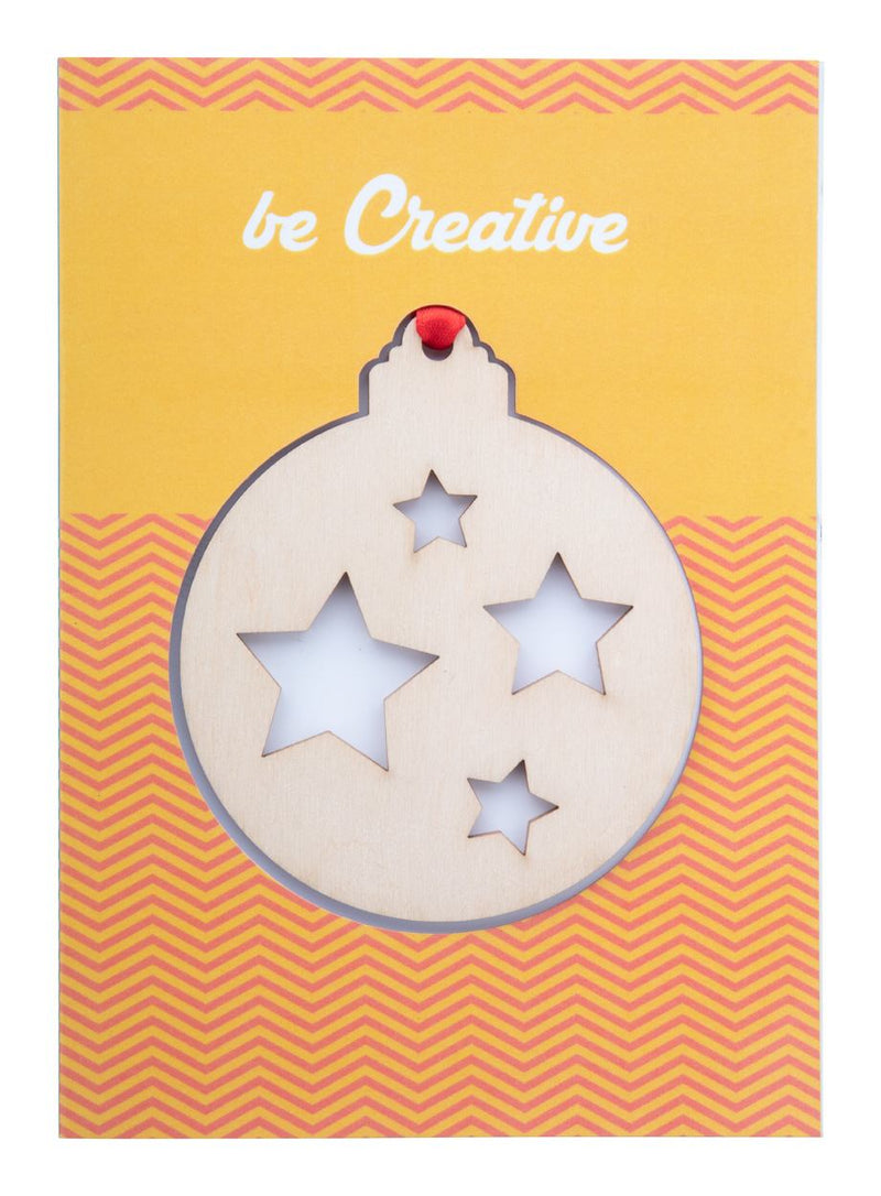 Promotivna božićna čestitka s dizajnom po želji i drvenim ukrasom za drvce u obliku kugle | Poslovni pokloni