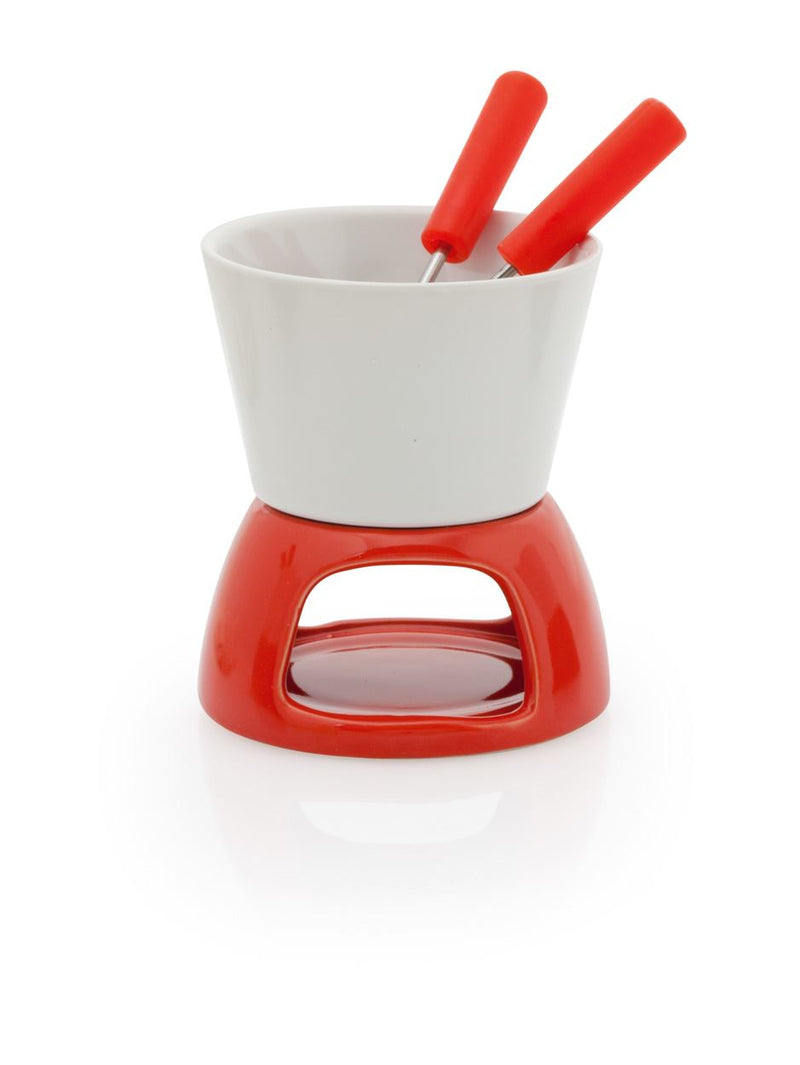 Promotivni mini keramički fondue set, crvene boje | Poslovni poklon
