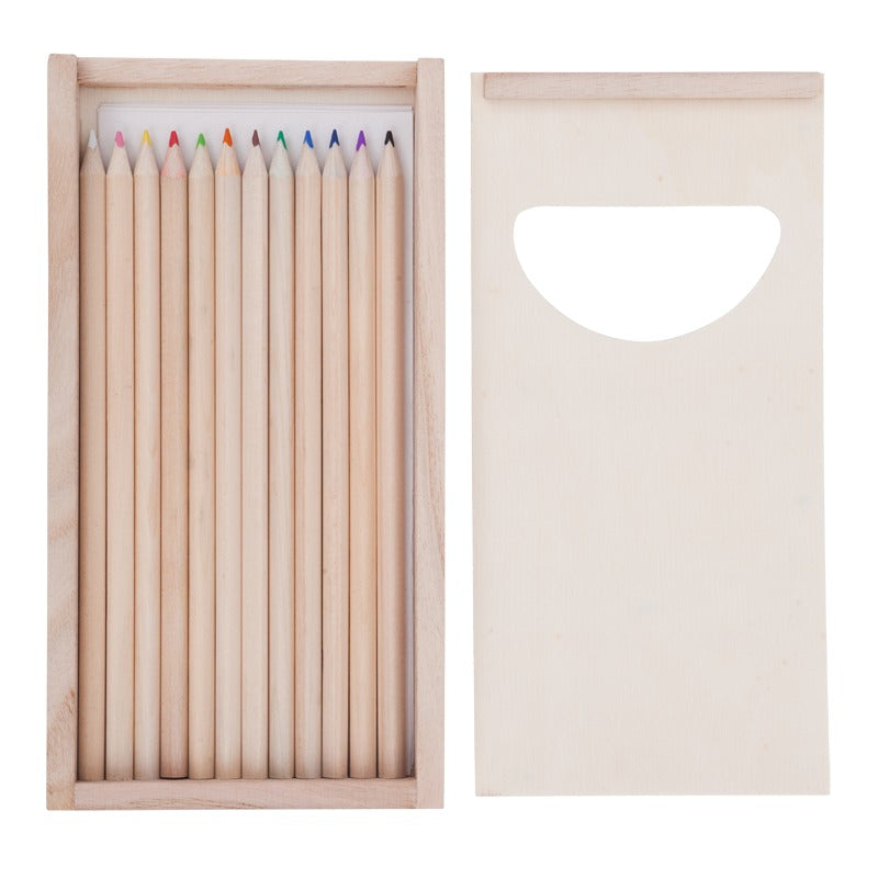 Promotivni set drvenih bojica s bojankom u drvenoj kutiji za tisak loga | Poslovni pokloni