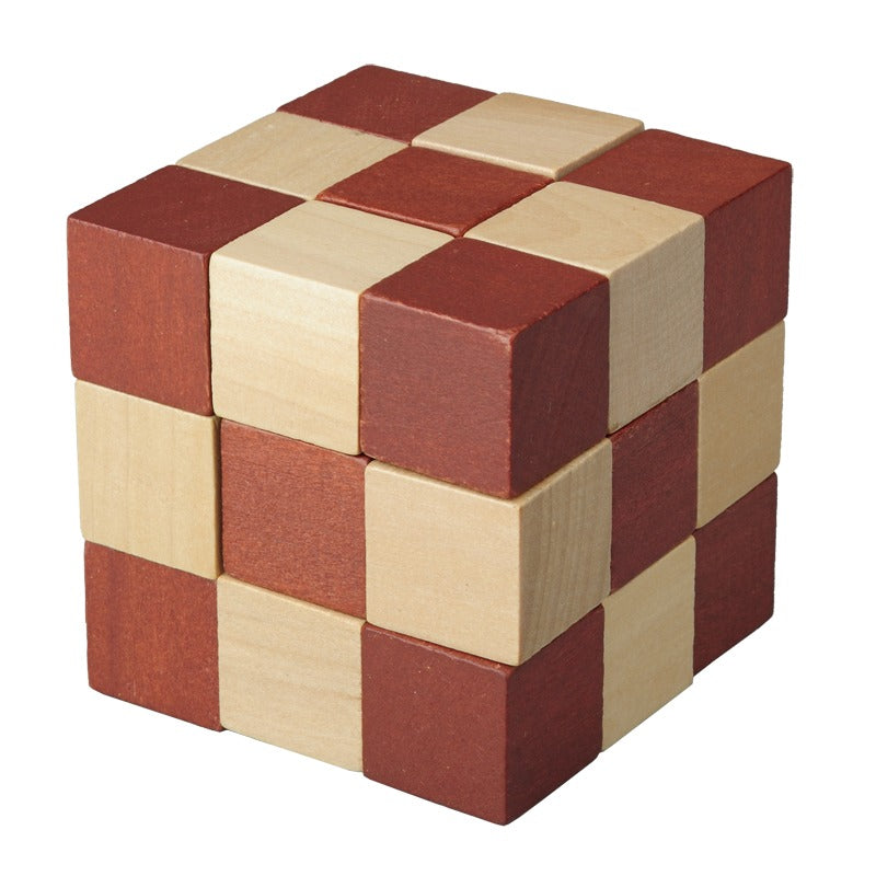 Drvena promo dvobojna eko slagalica u obliku kocke | Poslovni pokloni