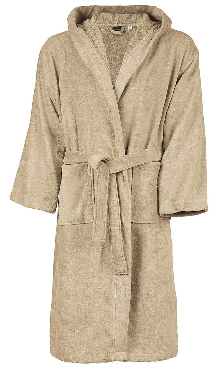 Poslovni pokloni | Reklamni kupaonski ogrtač s kapuljačom za tisak, bež boje