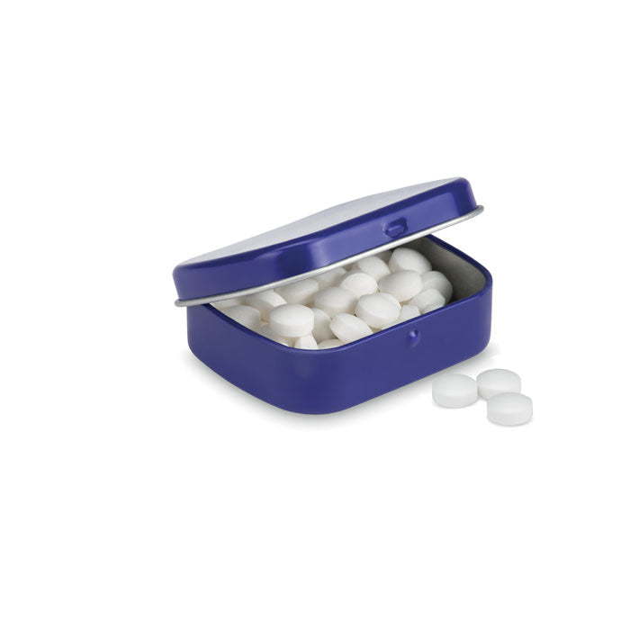 Poslovni pokloni | Promo pokloni | Reklamna limena kutijica s mint bombonima za tisak logotipa, plave boje