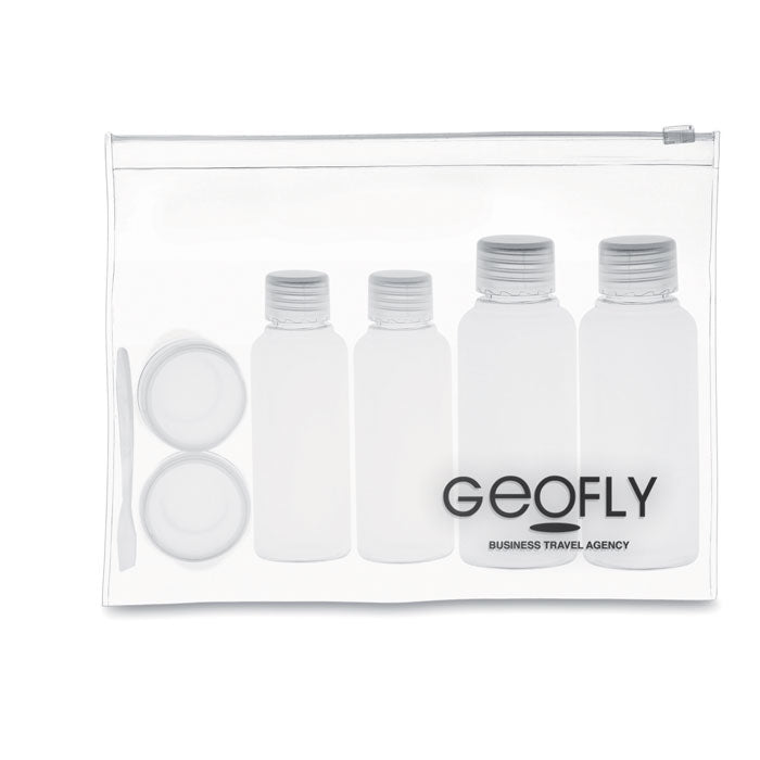 Promotivna torbica za putovanje sa 6 plastičnih bočica za tisak logotipa | Poslovni pokloni | Promo pokloni