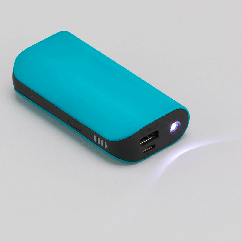 Promo prijenosna baterija / powerbank TRIO, 5200mAh, tirkizne boje | Poslovni pokloni