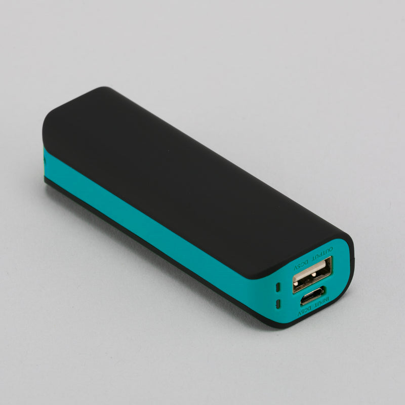 Promo prijenosna baterija / powerbank DUO, 2600mAh, tirkizne boje | Poslovni pokloni