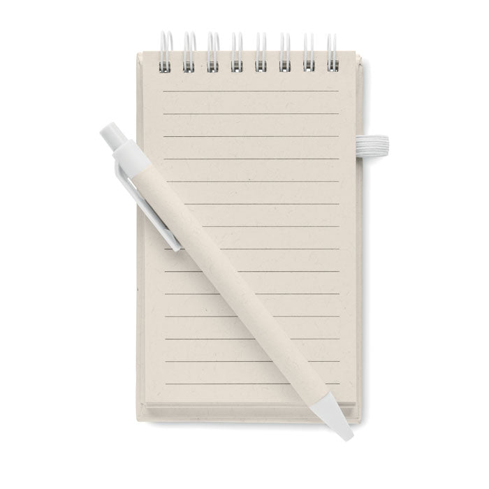 Eko notes A6 formata od recikliranog kartona s kemijskom olovkom | Promotivni pokloni