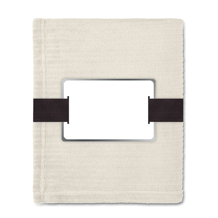 Poslovni pokloni | Reklamna mekana flis deka, 240g/m2, za tisak loga, bež boje