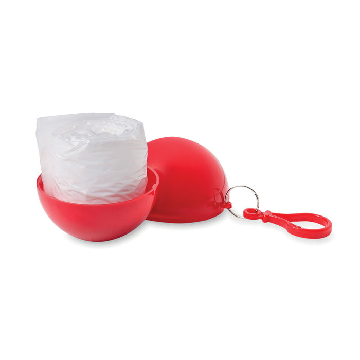 Promotivna kabanica / pončo u plastičnoj loptici, crvene boje, za tisak loga | Poslovni pokloni