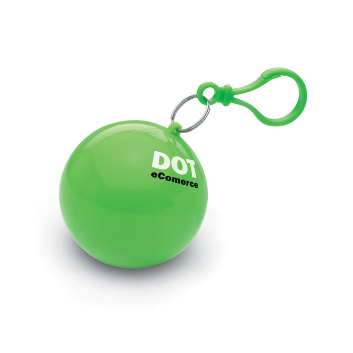 Promotivna kabanica / pončo u plastičnoj loptici, boje zelene limete, s tiskom loga | Poslovni pokloni