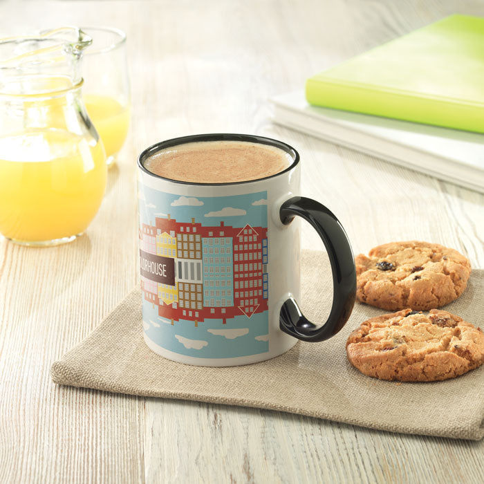 Poslovni pokloni | Promo pokloni | Promotivna keramička sublimacijska šalica s tiskom logotipa, crne boje