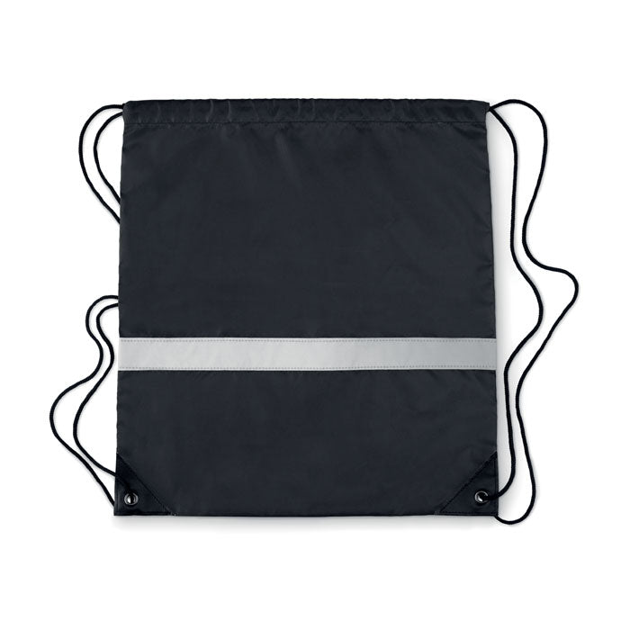 Reklamni reflektirajući ruksak / vrećica s vezicama s tiskom loga, crne boje