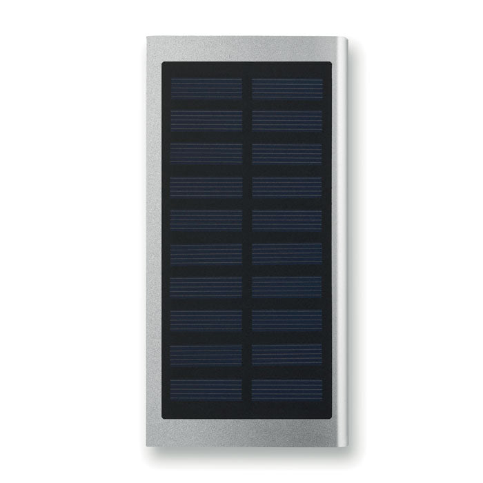 Promotivna solarna prijenosna baterija 8.000mAh, srebrne boje | Poslovni pokloni