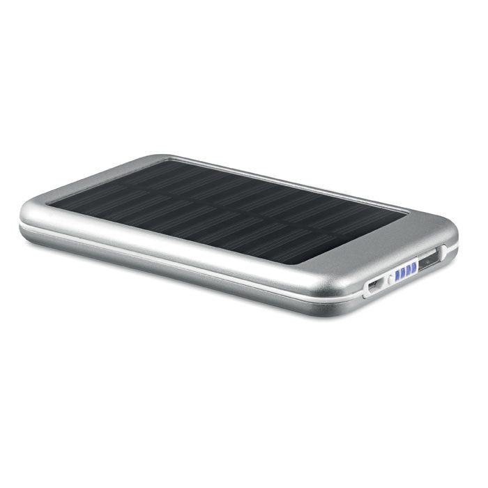 Promotivna solarna prijenosna baterija / powerbank, srebrne boje | Poslovni pokloni