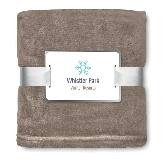 Poslovni pokloni | Promo pokloni | Promotivna flanel flis deka, 180g/m2, s tiskom loga, kaki boje