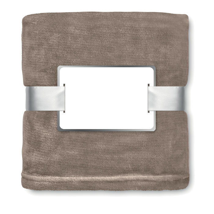 Poslovni pokloni | Promo pokloni | Promidžbeni flanel flis deka, 180g/m2, za tisak loga, kaki boje