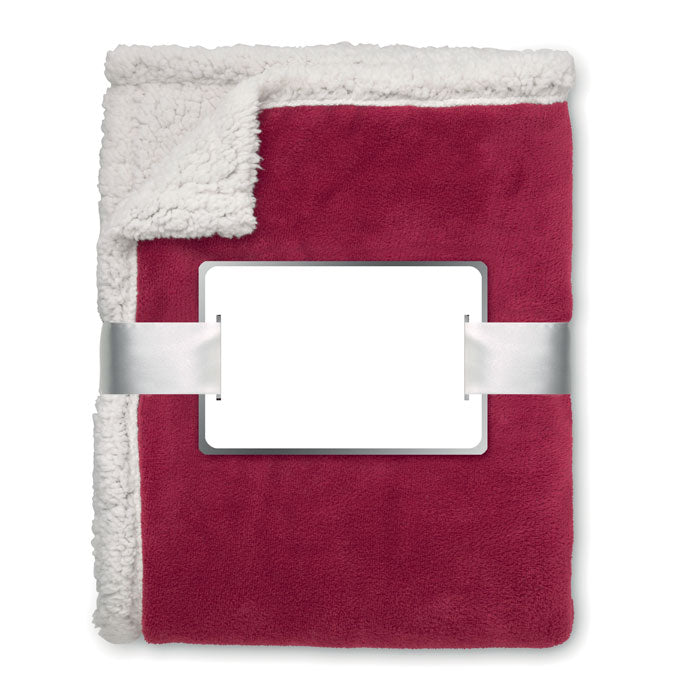 Poslovni pokloni | Promo pokloni | Reklamna coral flis deka, 200g/m2, za tisak logotipa, crvene boje