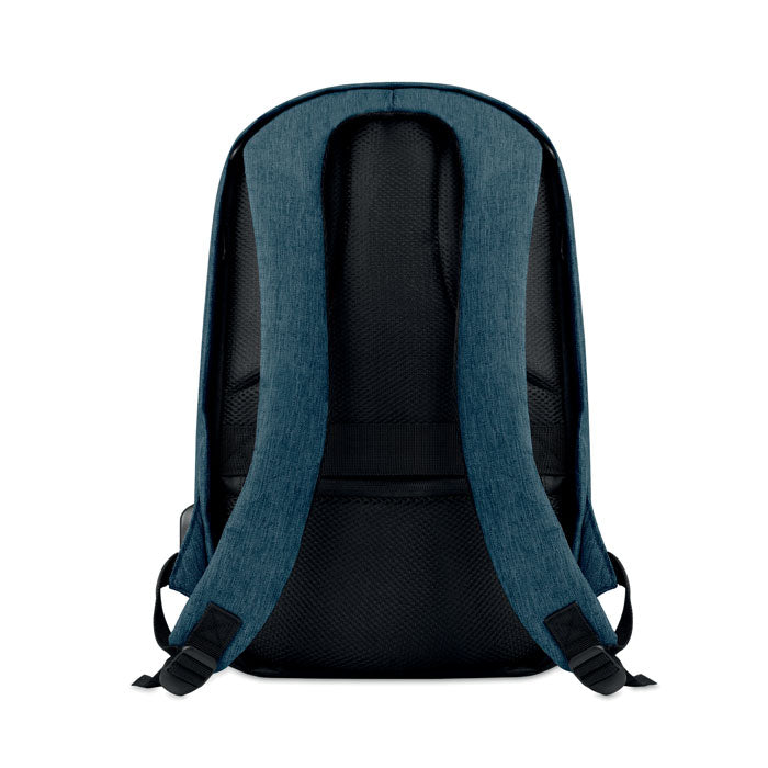 Promotivni ruksak s USB priključkom, plave boje, s tiskom loga | Poslovni pokloni s tiskom