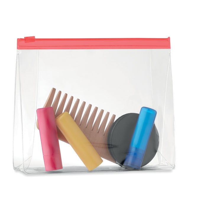 Reklamna kozmetička torbica sa zatvaračem, crvene boje | Poslovni pokloni