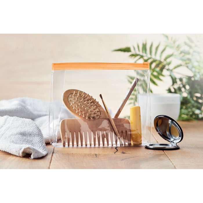 Reklamna kozmetička torbica sa zatvaračem, narančaste boje | Poslovni pokloni