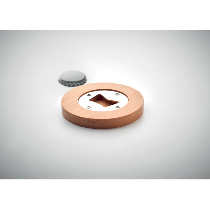 Promo podložak za čaše od bambusa s otvaračem boca, za tisak loga | Poslovni pokloni